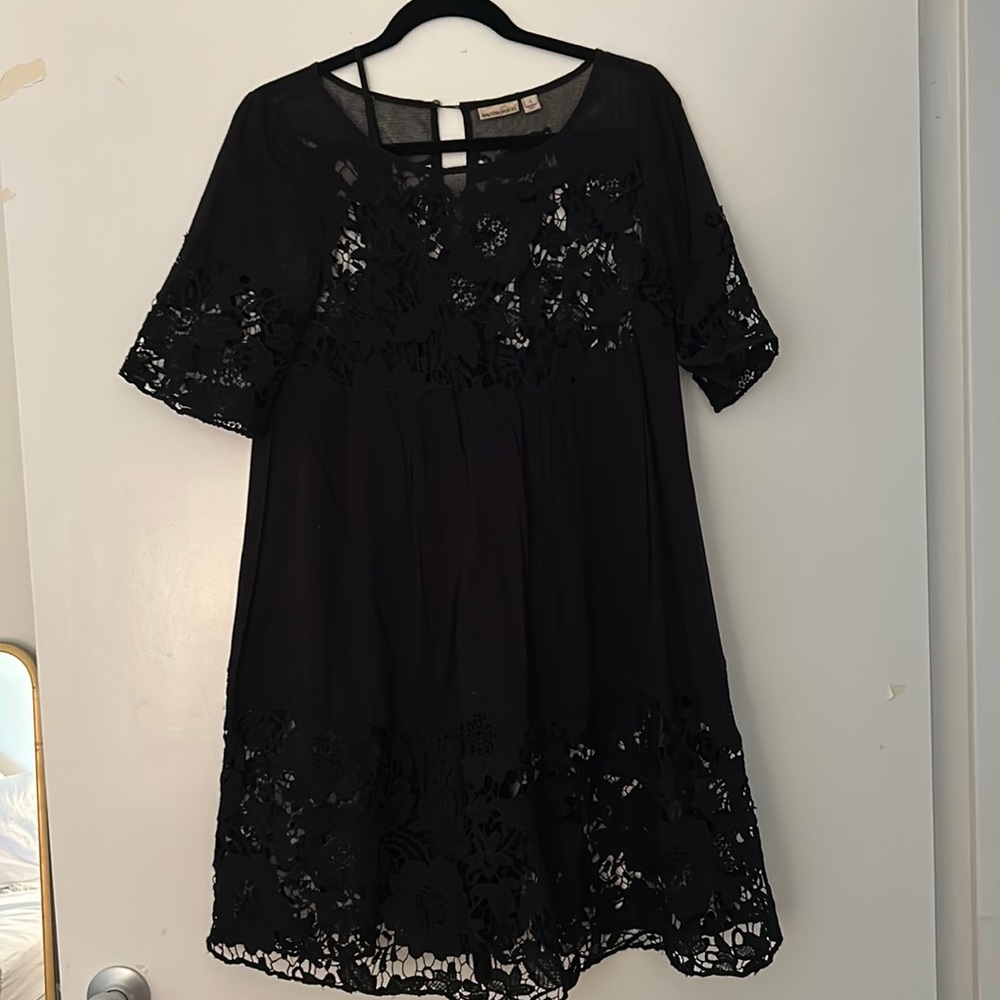 HOLDING HORSES Black Lace Mini Dress
